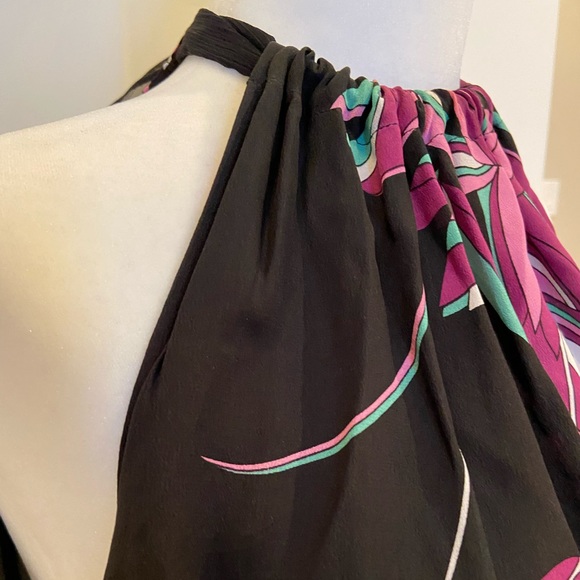 Tahari Peacock Halter Swing Blouse 100% Silk - Picture 2 of 10